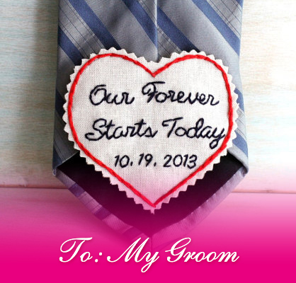 wedding day groom heart embroidered patch