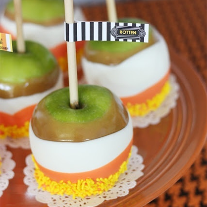 Halloween Dessert: Candy Corn Caramel Apple