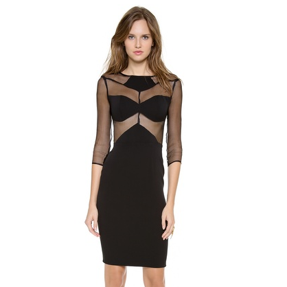 Mesh Cut Out Black Dress