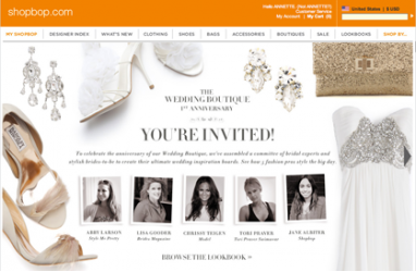 Shopbop celebrates the Wedding Boutique’s 1-year anniversary with feature and contest on Pinterest